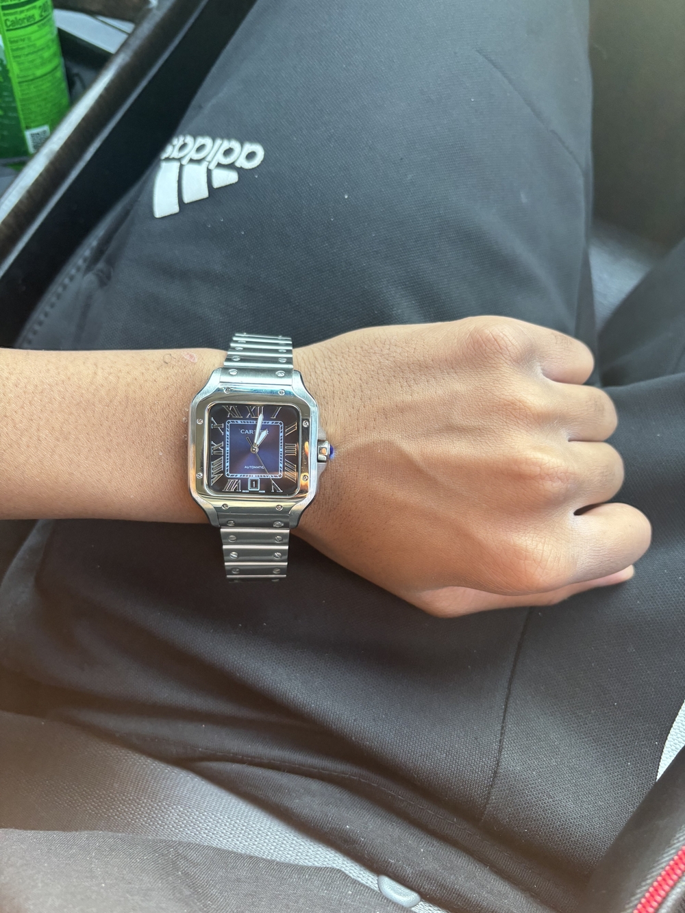 Cartier Santos Stainless Steel Blue Dial Watch